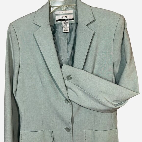 Nine & Co VTG Mint Green Stretch Blazer Y2K Careercore Quiet Luxury Size 8 - Picture 3 of 6
